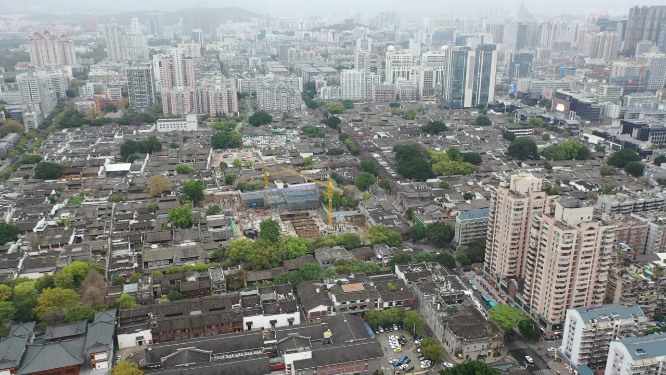 航拍福州三坊七巷的建筑群
