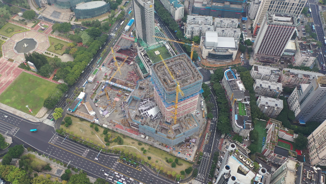 航拍福州市建筑中楼盘写字楼