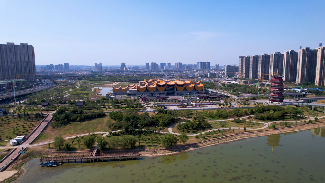 航拍河南洛阳隋唐大运河博物馆全景