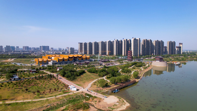 航拍河南洛阳隋唐大运河博物馆全景