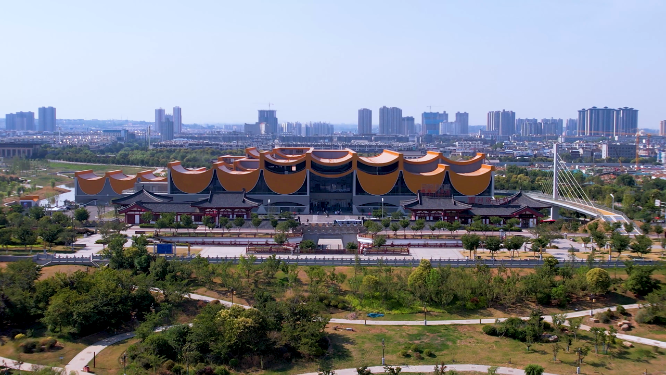 航拍河南洛阳隋唐大运河博物馆全景