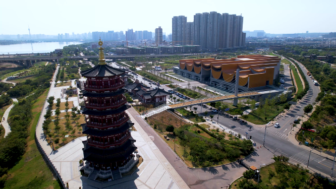 航拍河南洛阳隋唐大运河博物馆全景