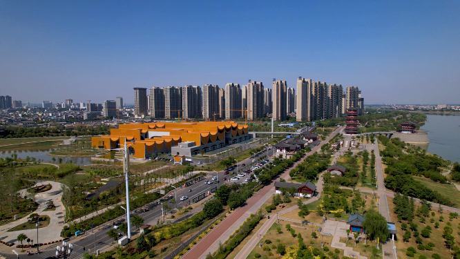 航拍河南洛阳隋唐大运河博物馆全景