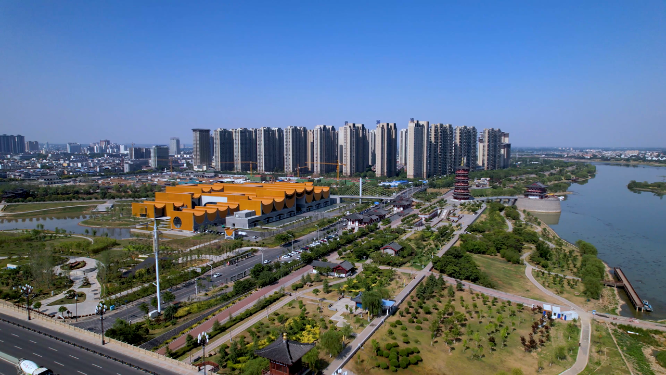 航拍河南洛阳隋唐大运河博物馆全景