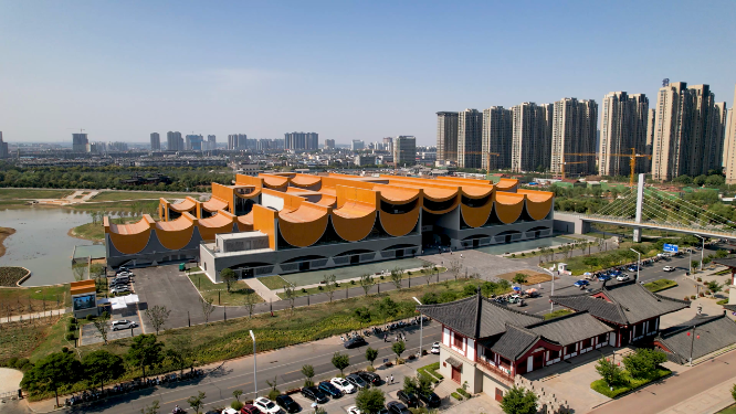 航拍河南洛阳隋唐大运河博物馆全景