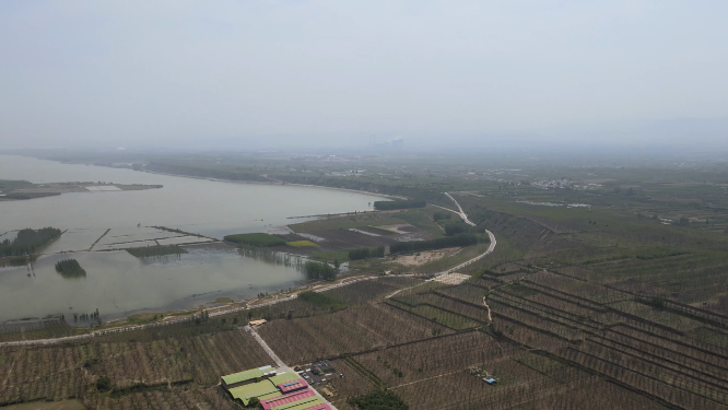 河南三门峡黄河生态廊道航拍
