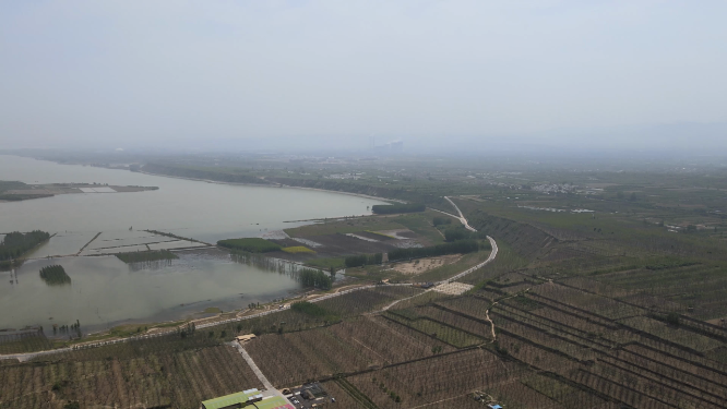 河南三门峡黄河生态廊道航拍