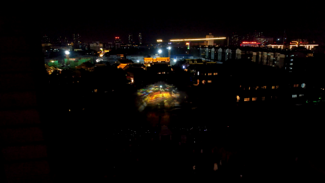 航拍夜晚河南洛阳洛邑古城风景