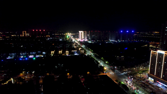 航拍夜晚河南洛阳洛邑古城风景