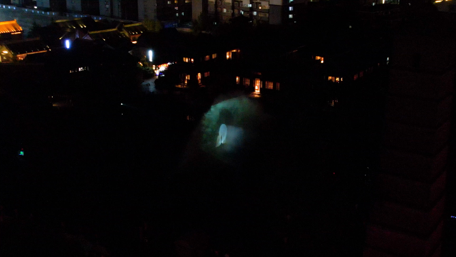 航拍夜晚河南洛阳洛邑古城风景