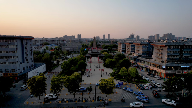 航拍河南洛阳洛邑古城全景