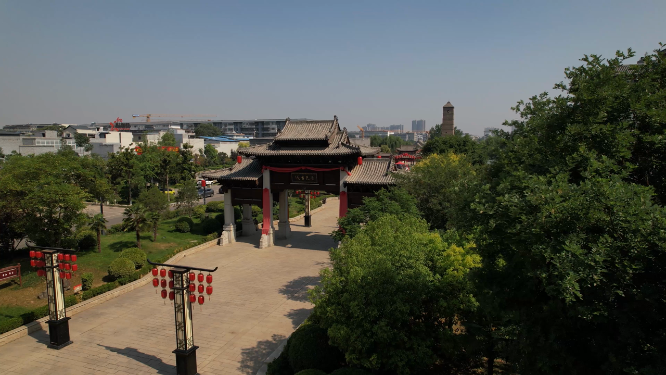 航拍河南洛阳洛邑古城全景
