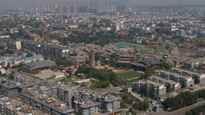 航拍河南洛阳洛邑古城全景