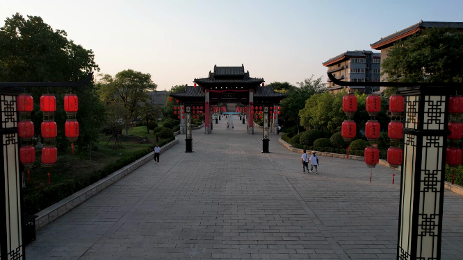 航拍夜晚河南洛阳洛邑古城风景