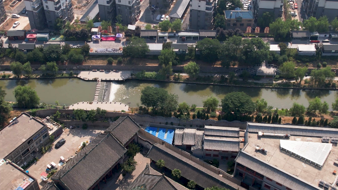 航拍河南洛阳洛邑古城全景