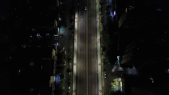 航拍河南洛阳兴洛湖公园周边建筑 夜景