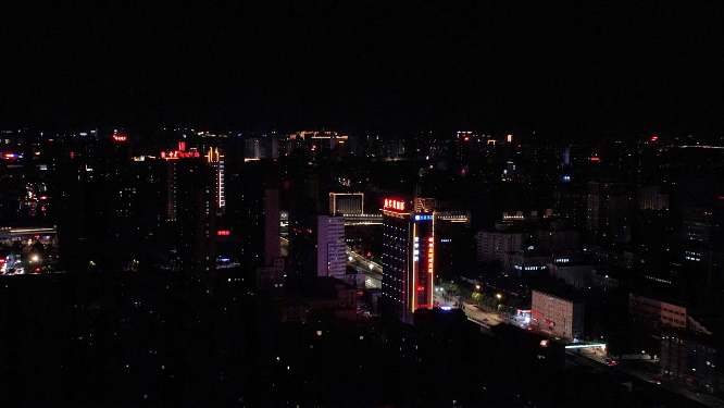 航拍河南洛阳城市建筑 夜景