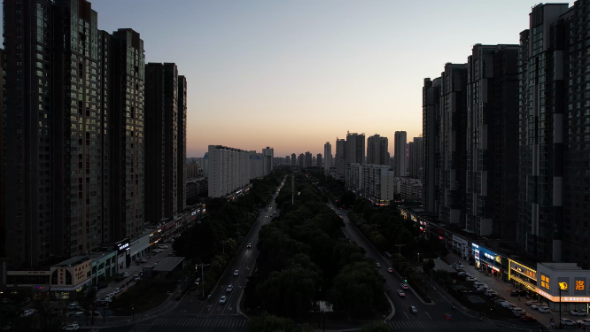航拍河南洛阳城市建筑 夜景