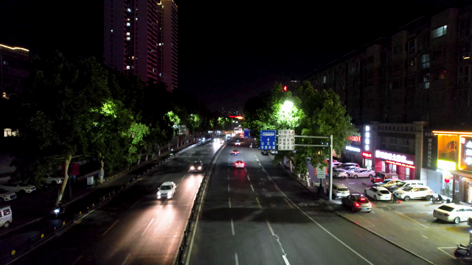 航拍河南洛阳城市建筑 夜景