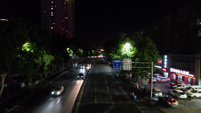 航拍河南洛阳城市建筑 夜景