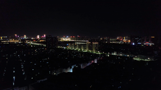 航拍河南洛阳城市建筑 夜景
