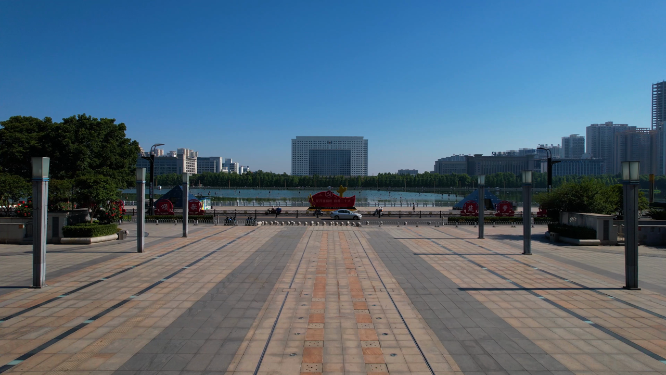 航拍河南洛阳城市中心建筑