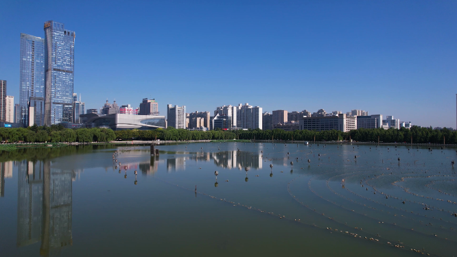 航拍河南洛阳城市中心建筑
