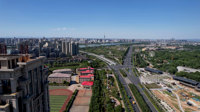 航拍河南洛阳城市中心建筑