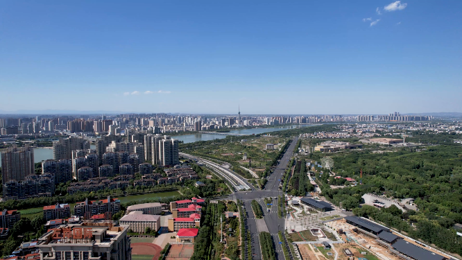 航拍河南洛阳城市中心建筑