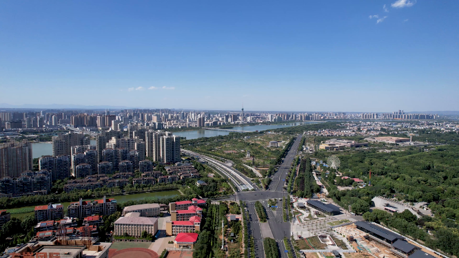 航拍河南洛阳城市中心建筑