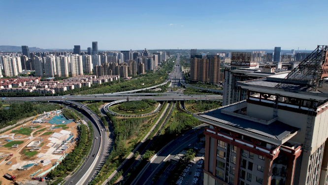航拍河南洛阳城市中心建筑