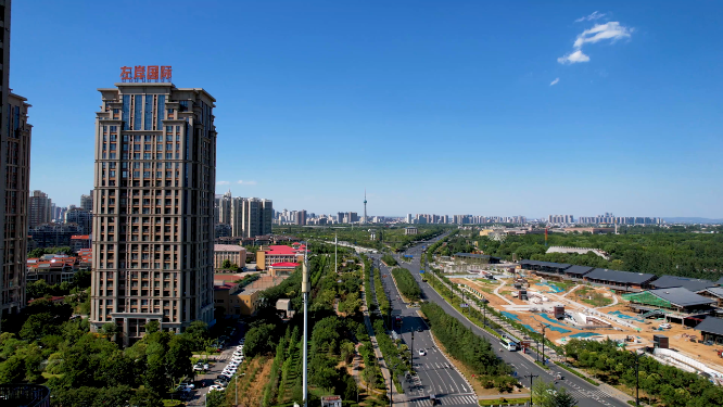 航拍河南洛阳城市中心建筑