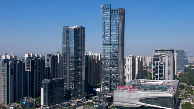 航拍河南洛阳城市中心建筑