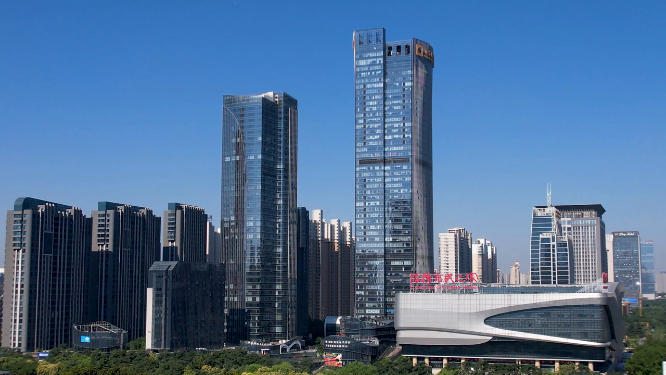 航拍河南洛阳城市中心建筑