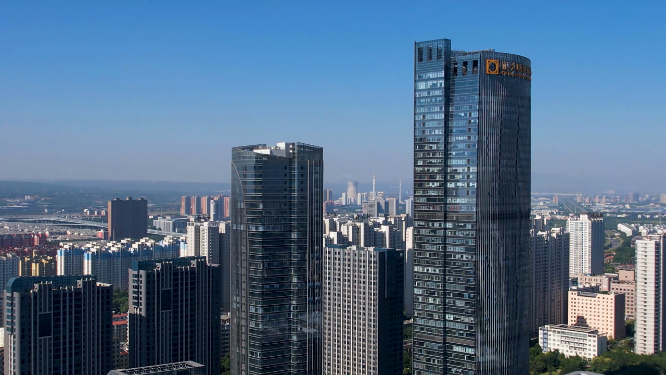 航拍河南洛阳城市中心建筑