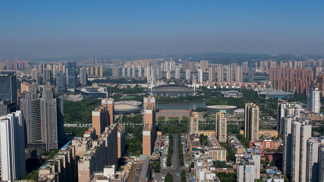 航拍河南洛阳城市中心建筑