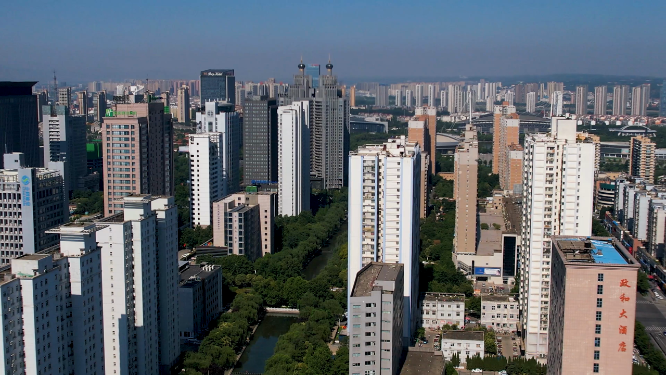 航拍河南洛阳城市中心建筑