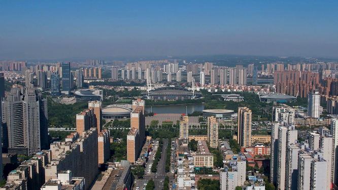 航拍河南洛阳城市中心建筑