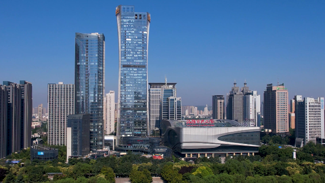 航拍河南洛阳城市上空建筑