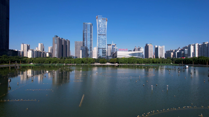 航拍河南洛阳城市中心建筑