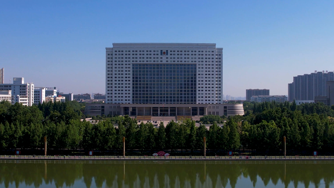 航拍河南洛阳城市中心建筑
