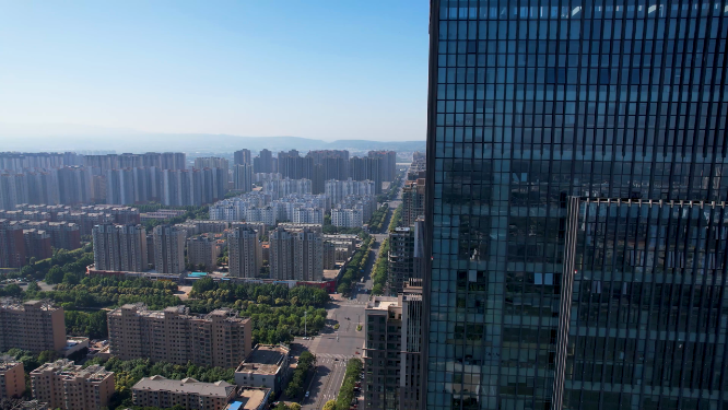 航拍河南洛阳城市中心建筑