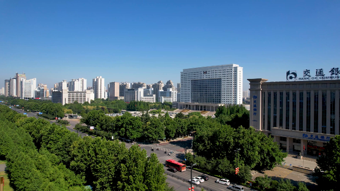 航拍河南洛阳城市中心建筑