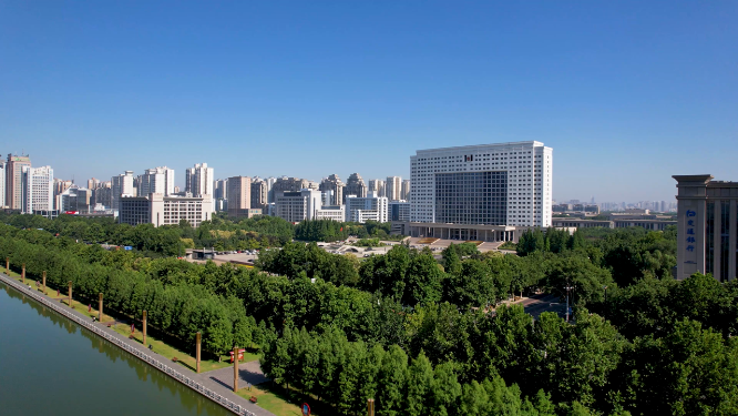 航拍河南洛阳城市中心建筑