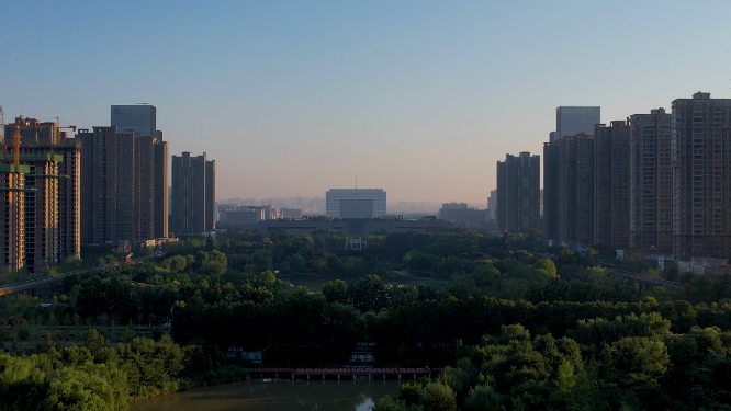 航拍河南洛阳城市中心建筑