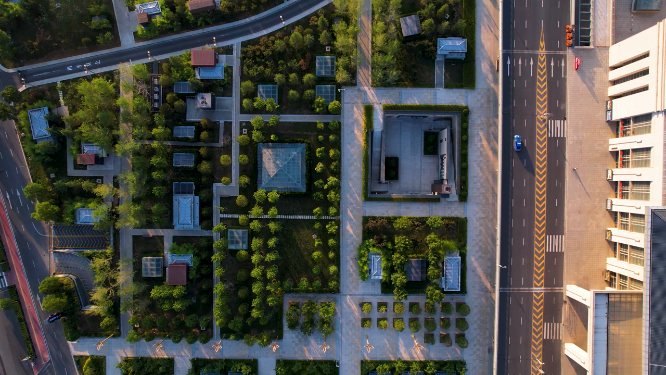 航拍河南洛阳城市中心建筑