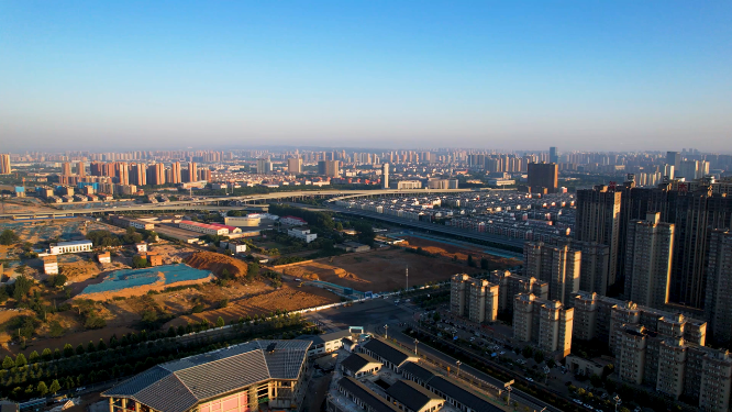 航拍河南洛阳城市中心建筑