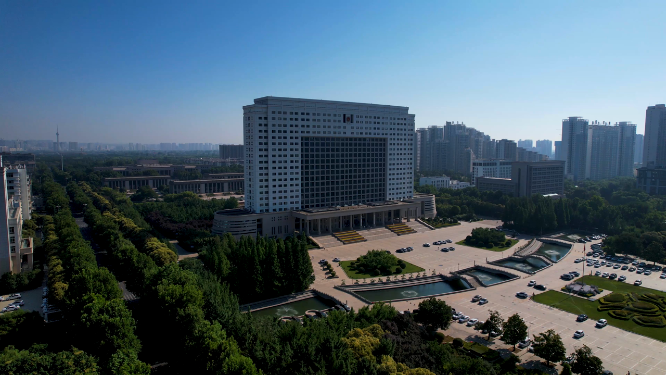 航拍河南洛阳城市中心建筑