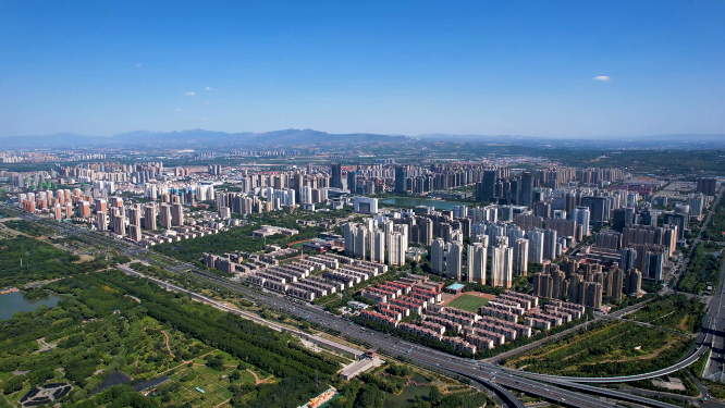 航拍河南洛阳城市建筑风景