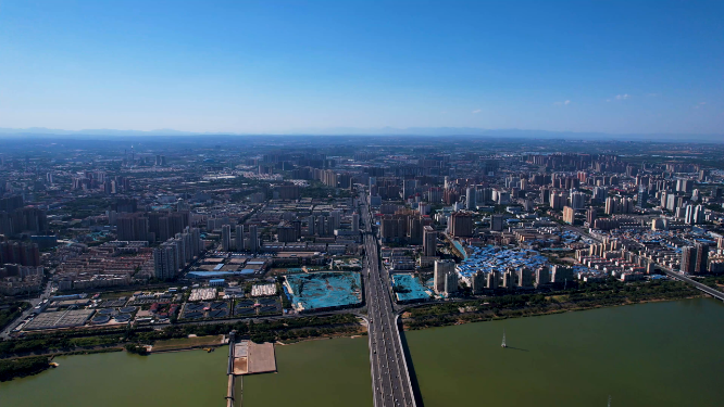 航拍河南洛阳城市建筑风景